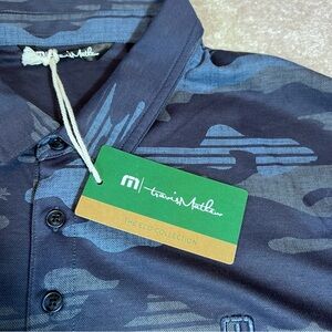 Travis Mathew Blue Camouflage Polo Shirt New With‎ tags.  The ECO Collection.